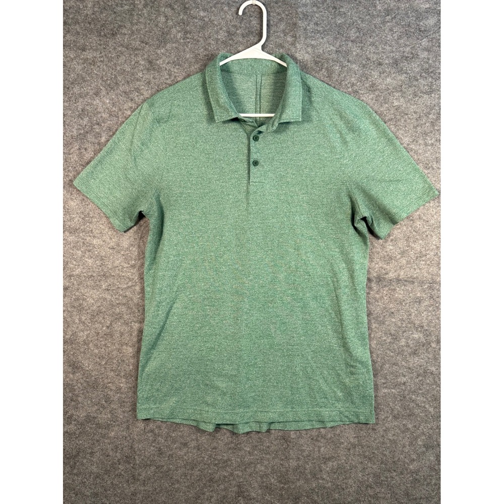 Lululemon Mens Polo Shirt Green Short Sleeve Athletic Golf Sport Casual Top‎